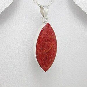 Sterling Silver Sponge Coral Bezel Pendant - NEW